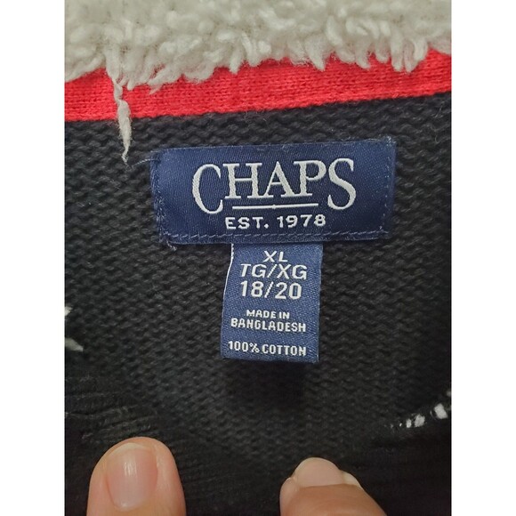 Chaps Boy's Cotton Fair Isle Snowflake Mock Neck Pullover Sweater Size XL 18-20 - Picture 3 of 8